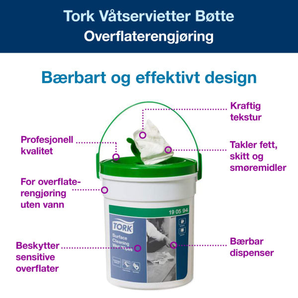 Våtservietter Tork W10 overflate
