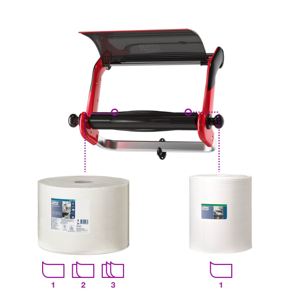 Stativ vegg Tork W1 rød/sort