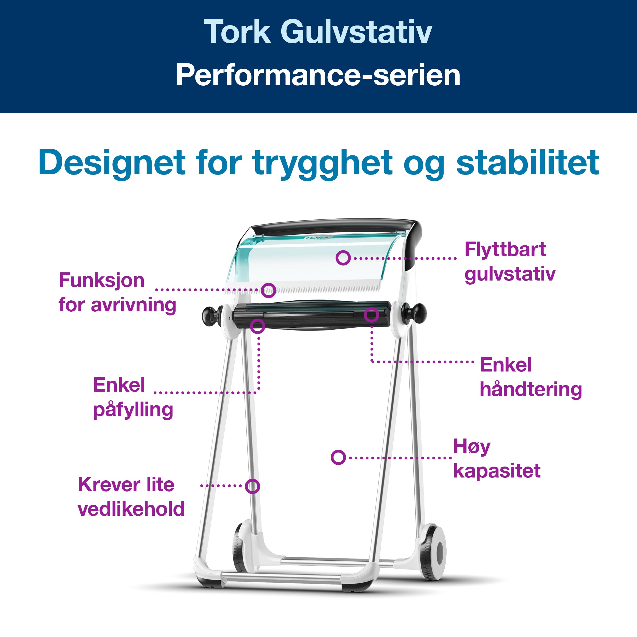 Stativ gulv Tork W1 turkis/hvit