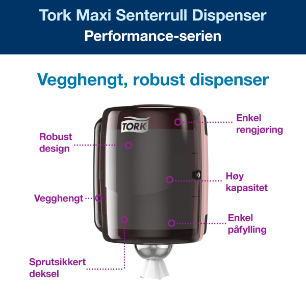 Dispenser Tork W2 Maxi rød/sort