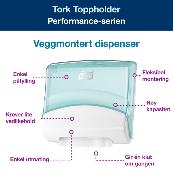 Toppholder Tork W4 turkis/hvit