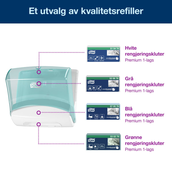 Toppholder Tork W4 turkis/hvit