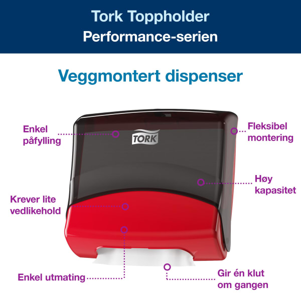 Toppholder Tork W4 rød/sort