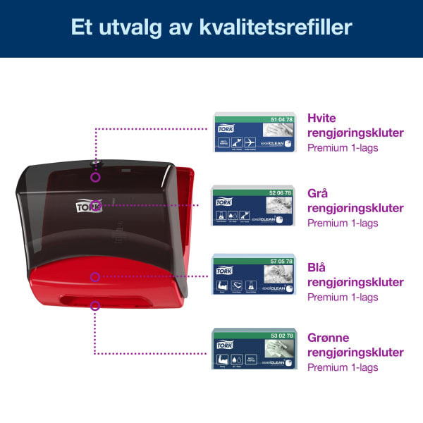 Toppholder Tork W4 rød/sort