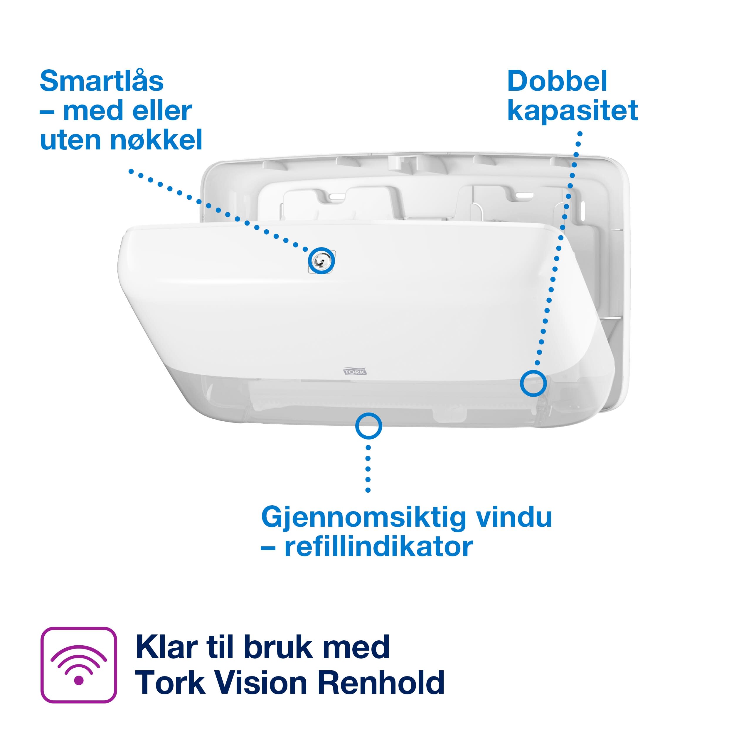 Disp Toa Tork T2 Mini Jumbo Twin hvit