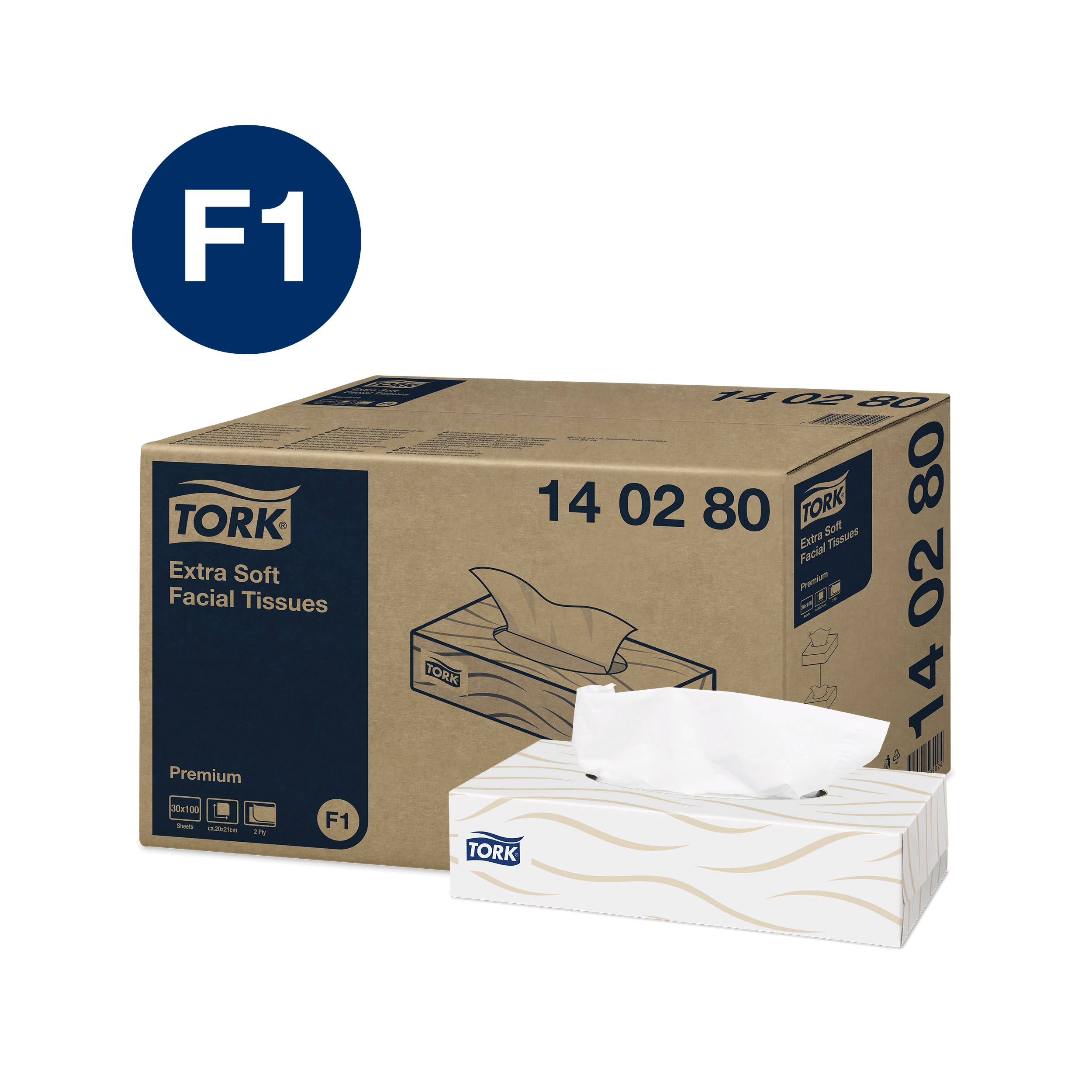 Dispenser ansiktsservietter Tork F1 hvit