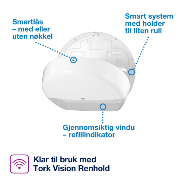 Dispenser Tork T2 Mini Jumbo hvit