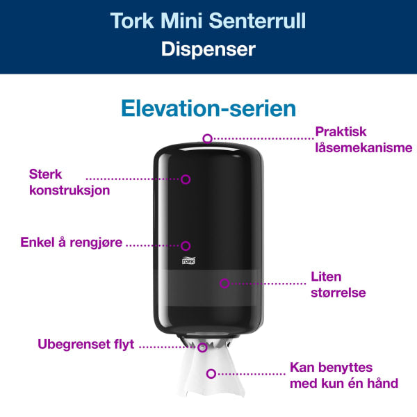 Dispenser Tork M1 Mini senterrull sort