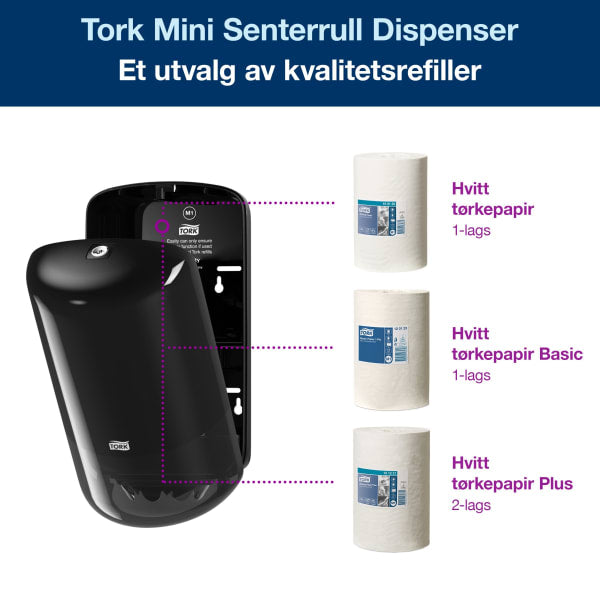Dispenser Tork M1 Mini senterrull sort