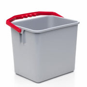 Bøtte plast 6l grå m/rød hank