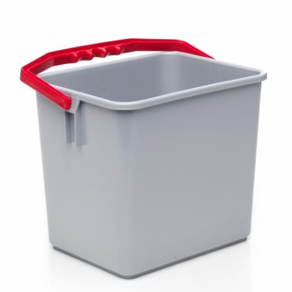 Bøtte plast 6l grå m/rød hank