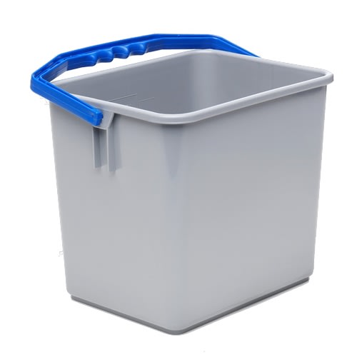 Bøtte plast 6l grå m/blå hank