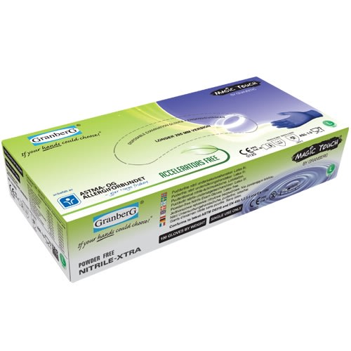 Hanske Nitril lang aks.fri blå S