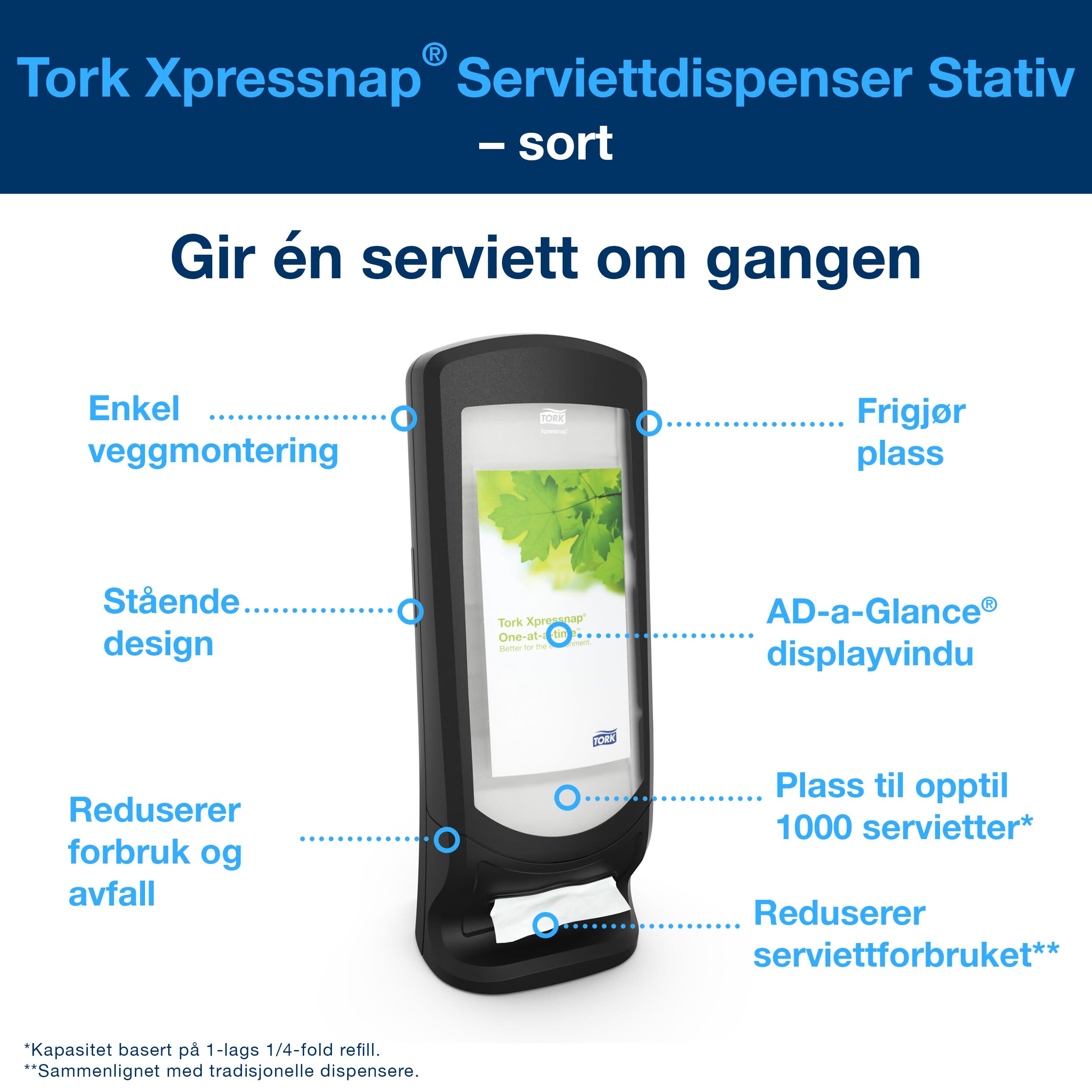 Dispenser Tork høy Xpressnap sort