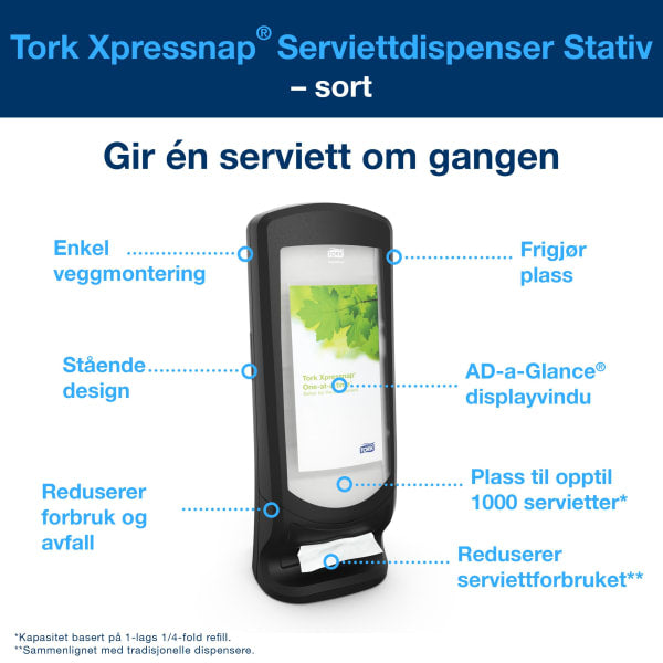Dispenser Tork høy Xpressnap sort