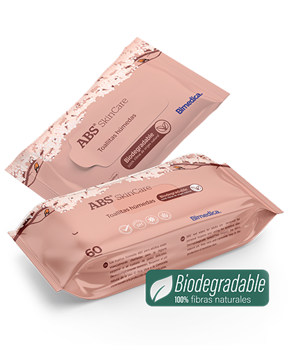 Vaskeservietter til hudpleie fra ABS Skincare, biodegraderbare og pakket i 60 stk.