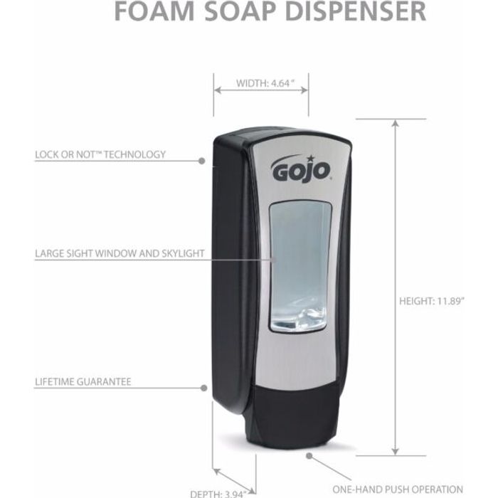 Gojo® ADX-12™ dispenser 1250ml, krom/svart