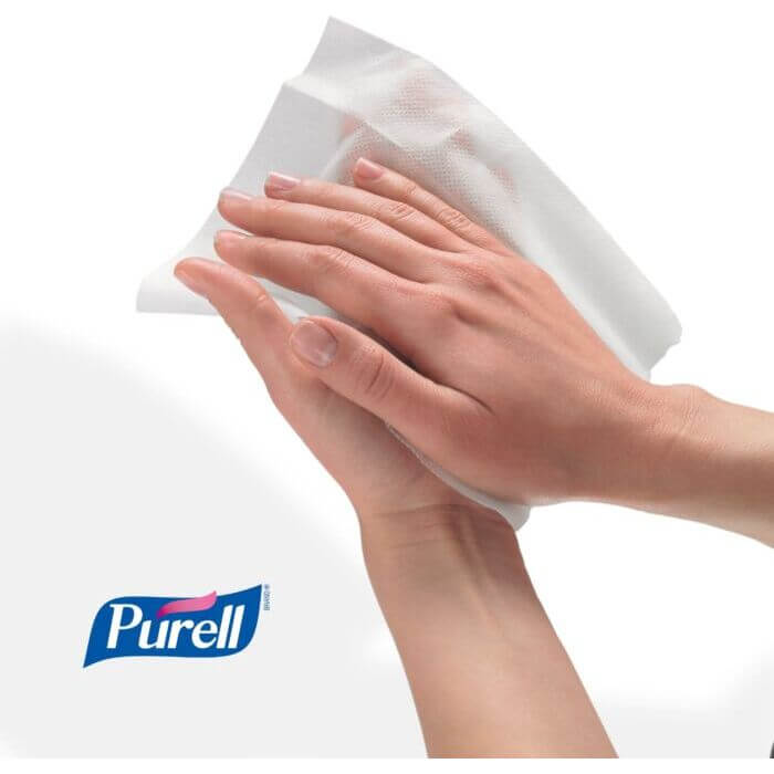 Purell® antimikrobielle våtservietter plus 270 stk beholder