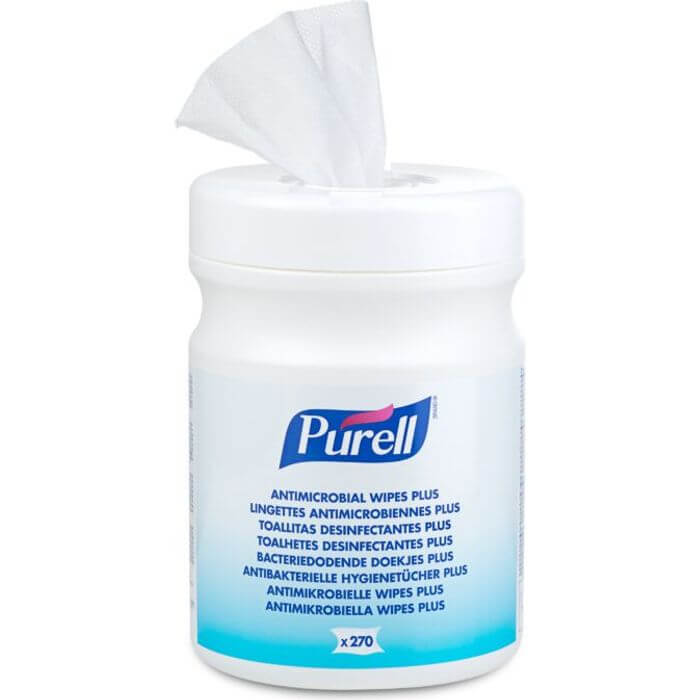 Purell® antimikrobielle våtservietter plus 270 stk beholder